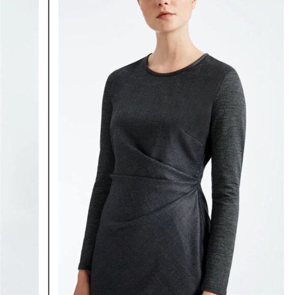 Max Mara Virgin Wool Midi Dress Gray Draped Italy Size 8 Quiet Luxury - Picture 14 of 15